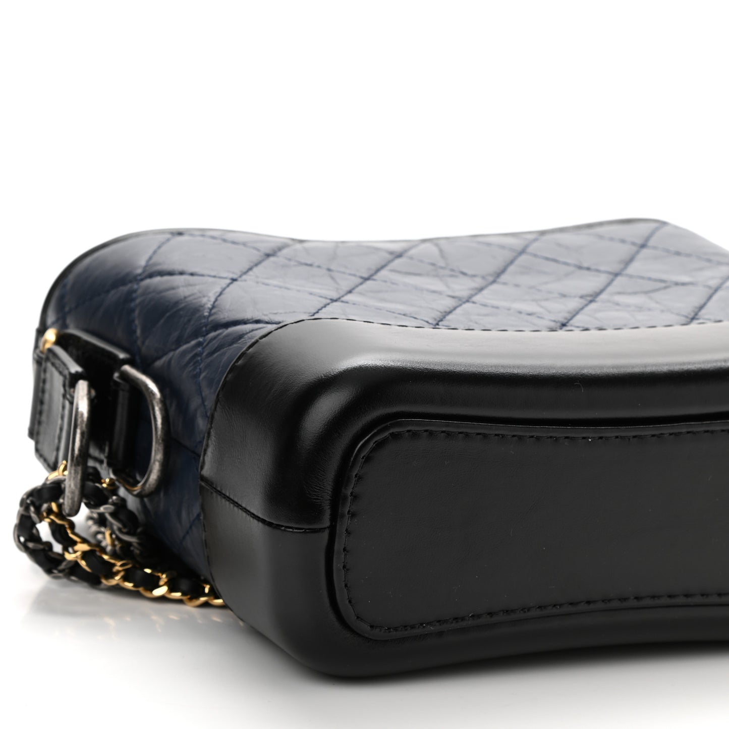 Aged Calfskin Quilted Small Gabrielle Hobo Navy Black