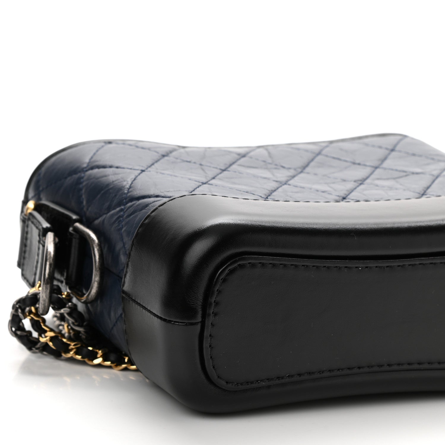 Chanel Aged Calfskin Quilted Small Gabrielle Hobo Navy Black 9 of 10