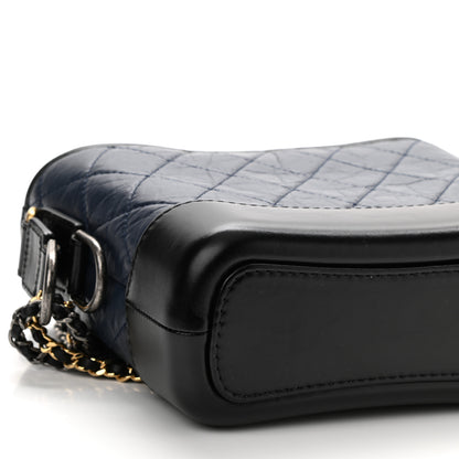 Chanel Aged Calfskin Quilted Small Gabrielle Hobo Navy Black 9 of 10
