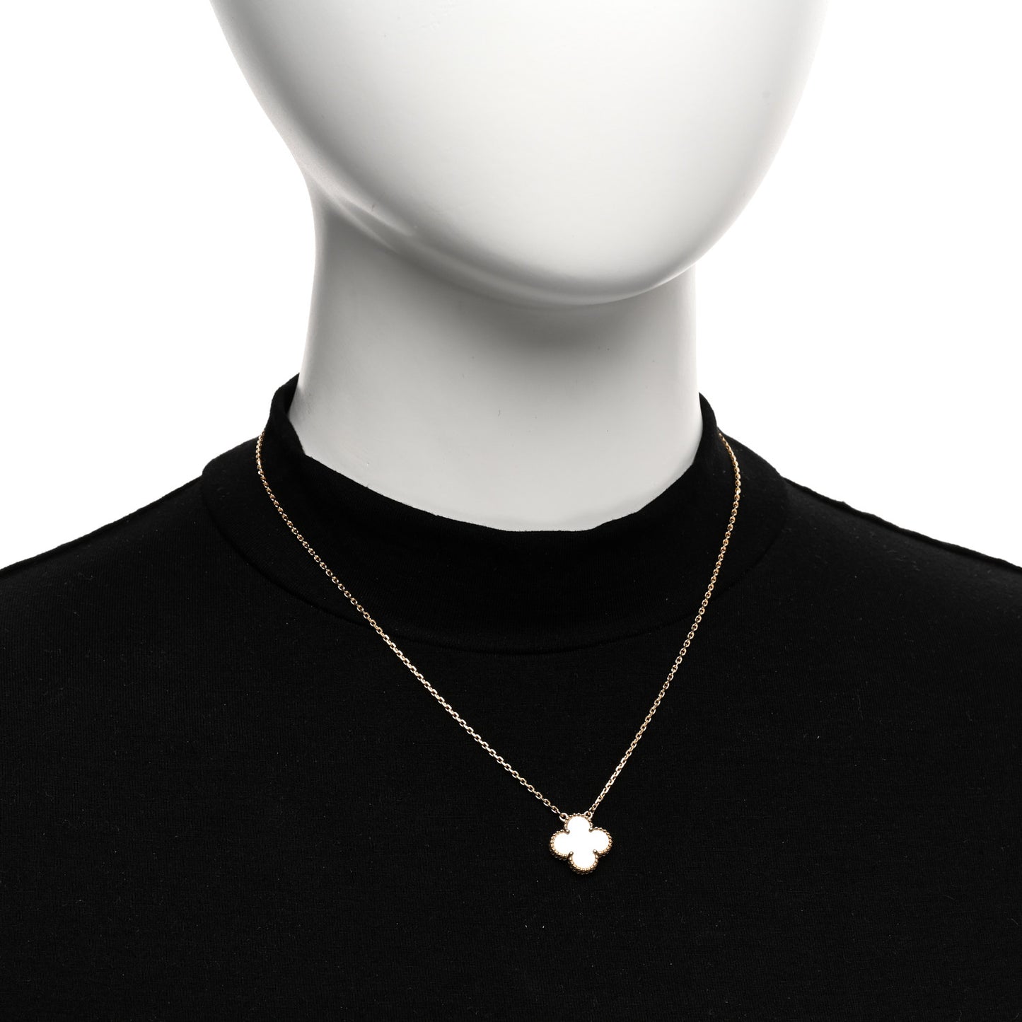 18K Yellow Gold Mother of Pearl Vintage Alhambra Pendant Necklace