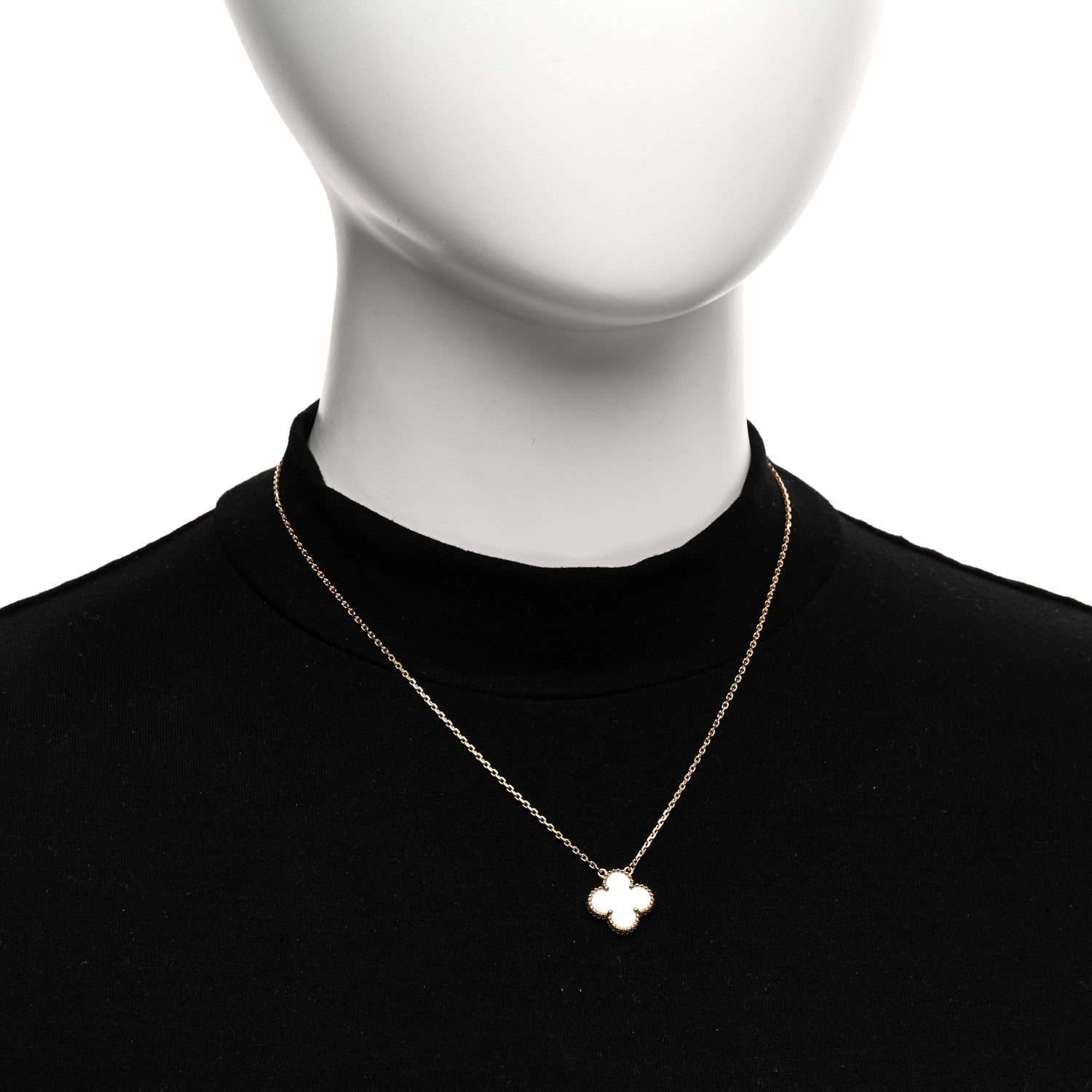 Van Cleef & Arpels 18K Yellow Gold Mother of Pearl Vintage Alhambra Pendant Necklace 2 of 6