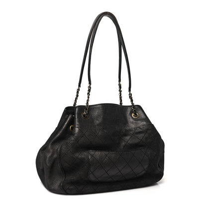 Chanel Iridescent Grained Calfskin Stitched Accordion Tote Dark Grey 3 of 13
