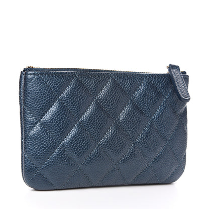 Chanel Metallic Caviar Quilted Small Cosmetic Case Dark Blue 2 of 7