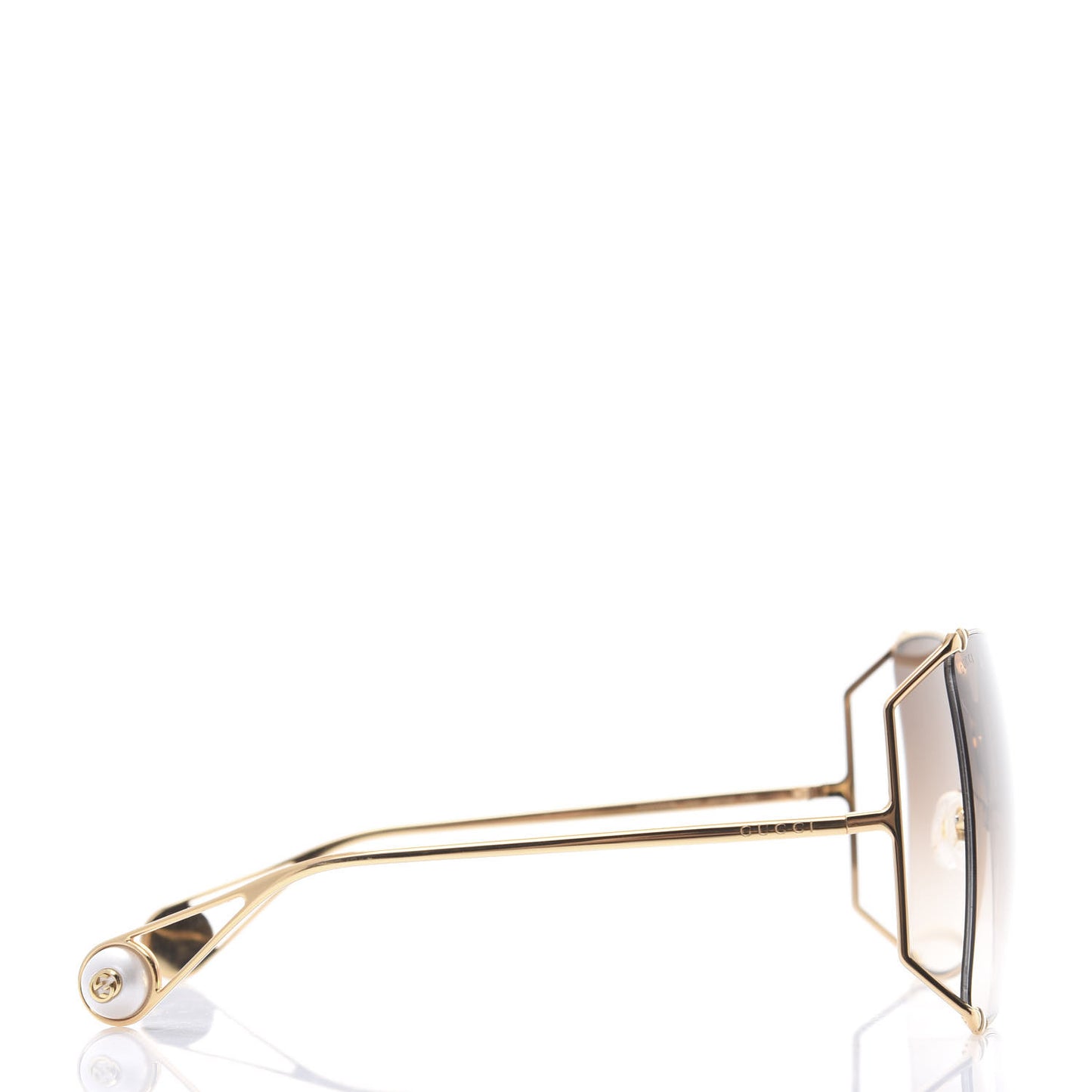 Oversized Round Sunglasses GG0252S Gold Brown