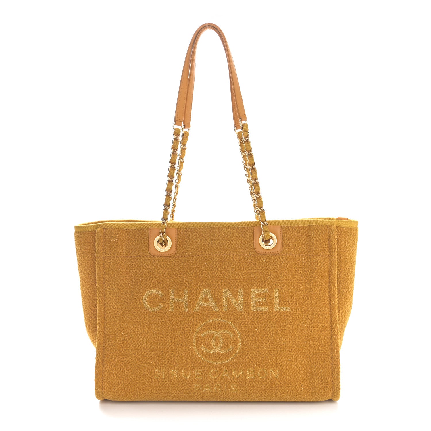 Chanel Lurex Canvas Small Deauville Tote Yellow 2 of 7