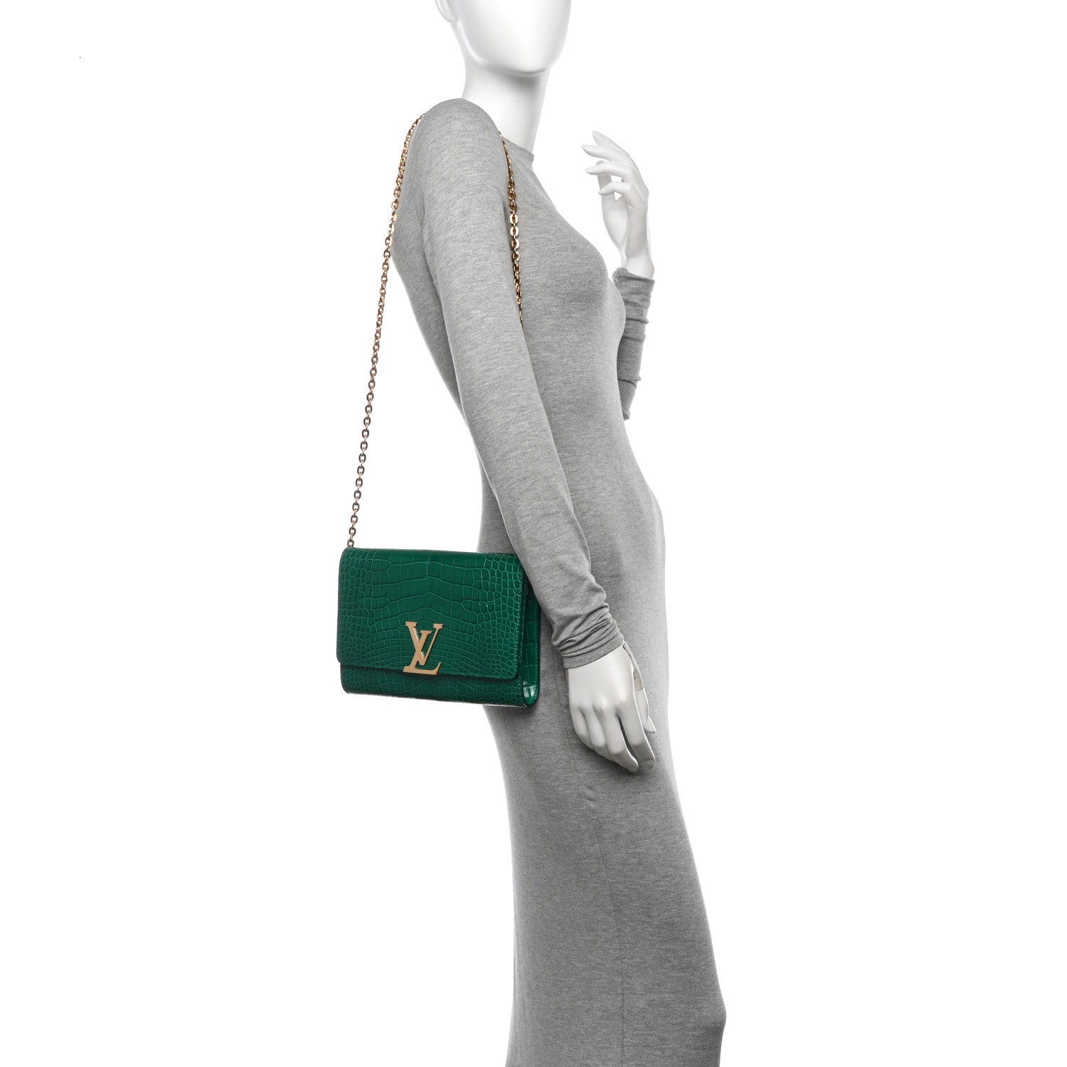 Louis Vuitton Alligator Chain Louise GM Emerald 2 of 10
