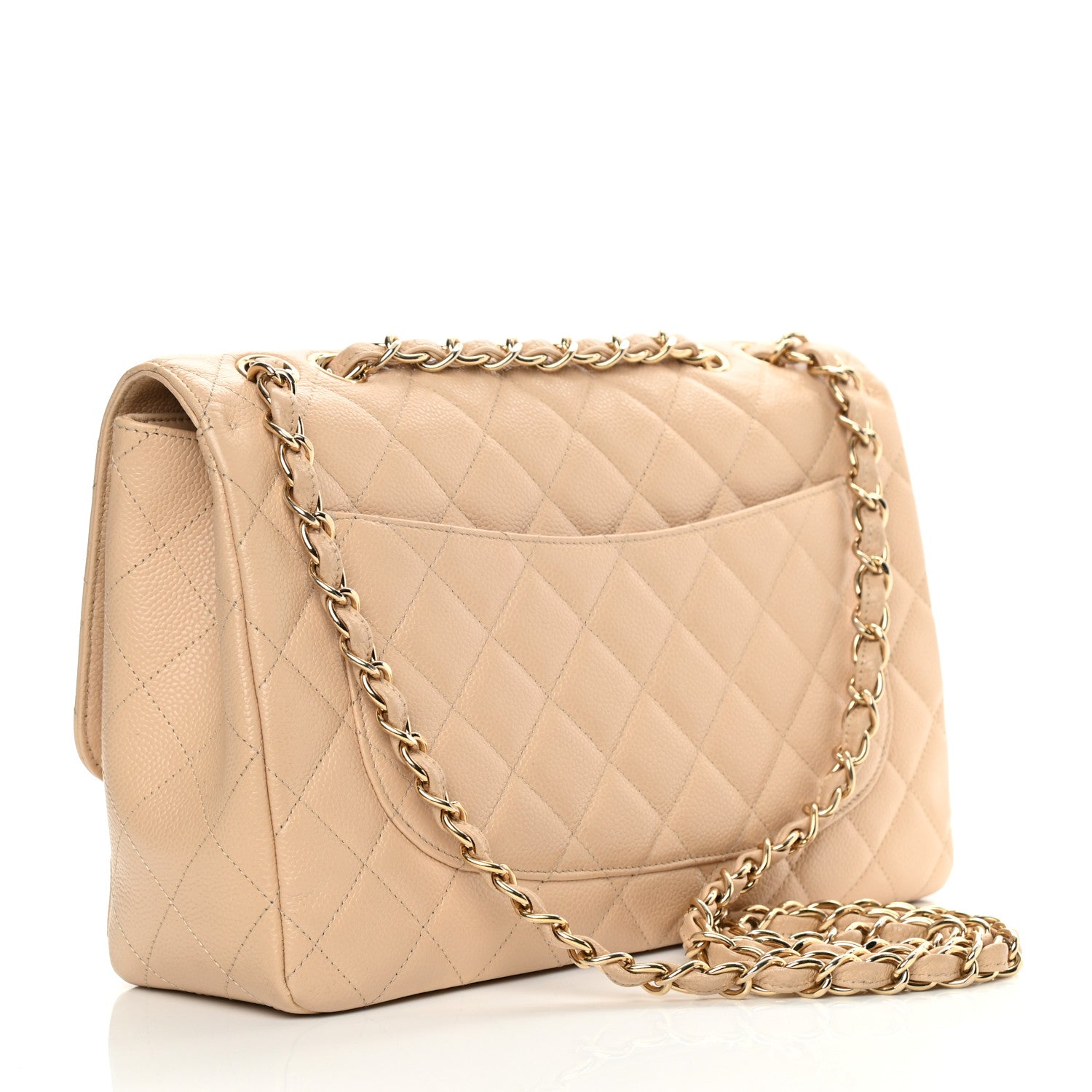 Chanel Caviar Quilted Jumbo Single Flap Beige 2 of 17