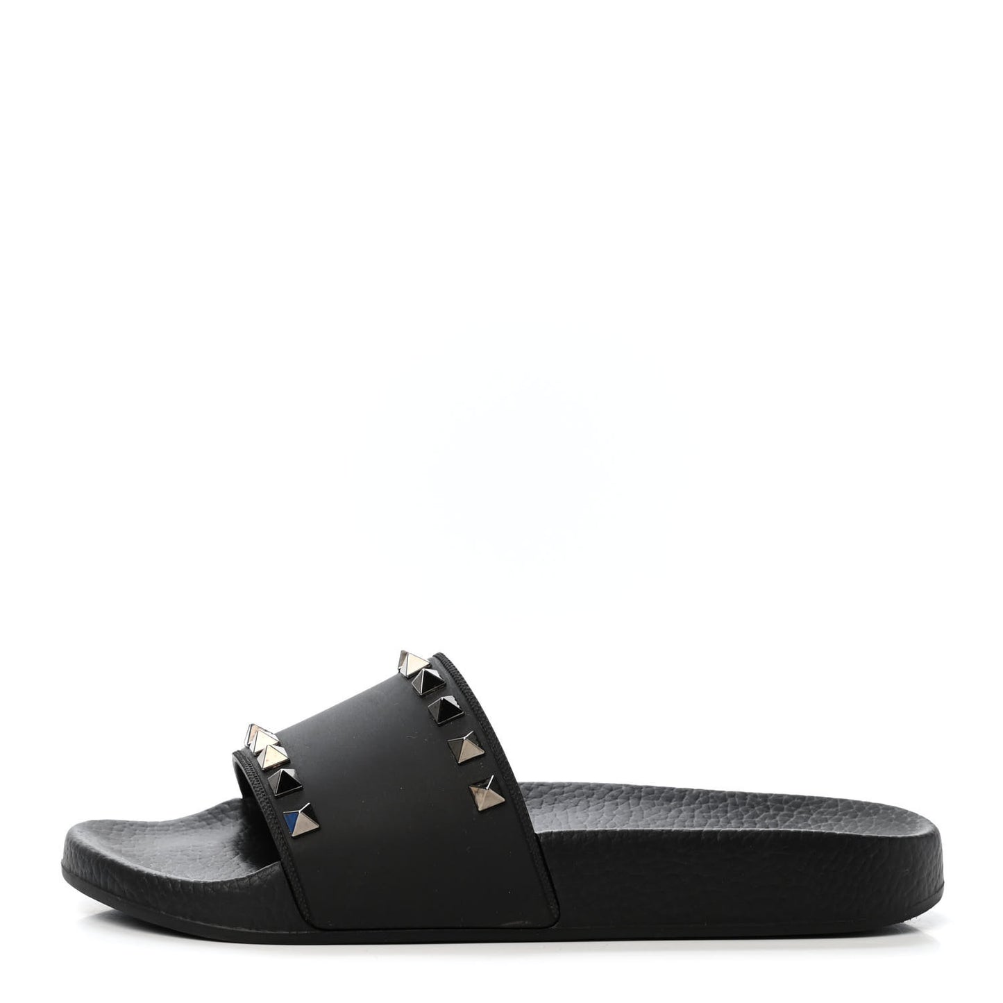 Rubber Rockstud Slide Sandals 36 Black