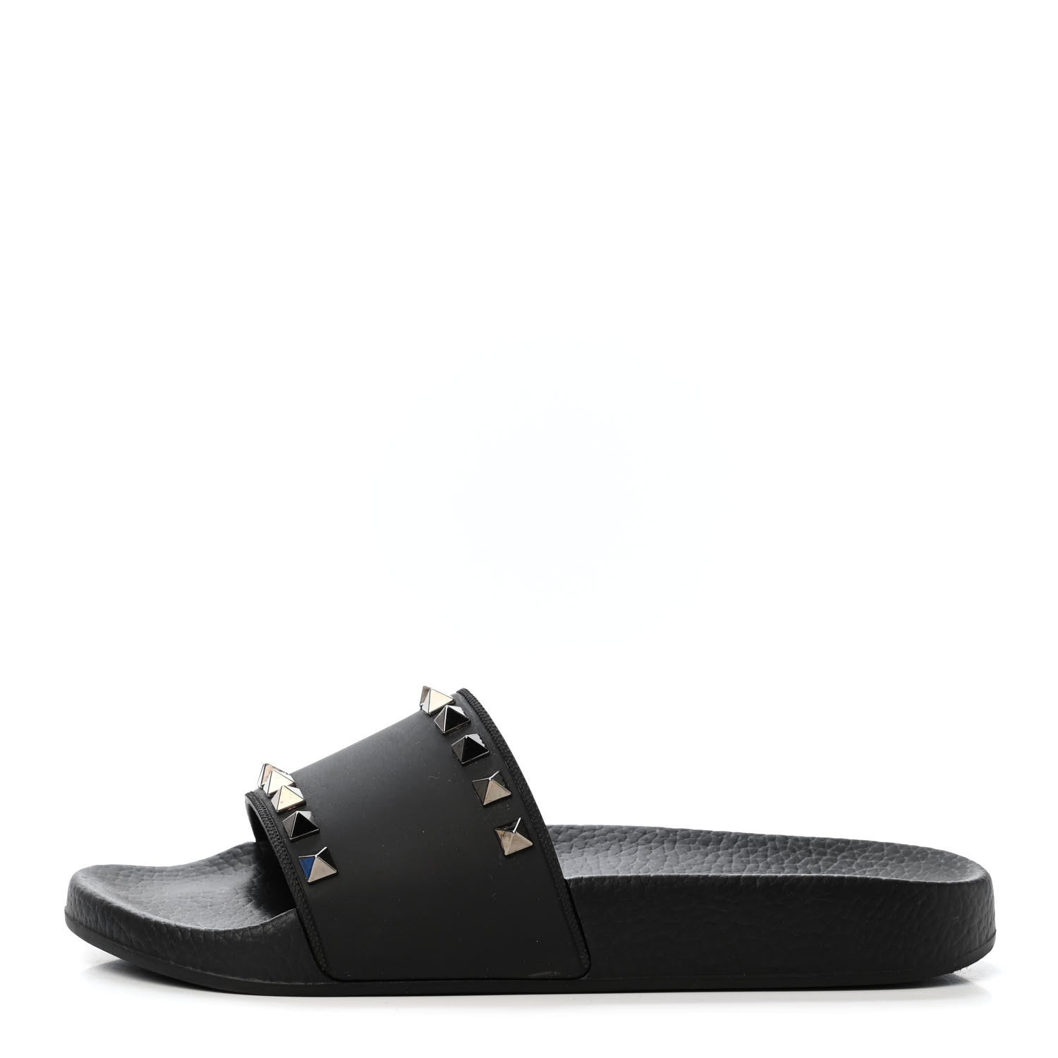 Valentino Garavani Rubber Rockstud Slide Sandals 36 Black 1 of 3