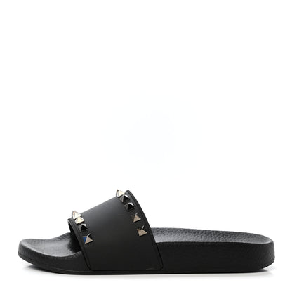 Valentino Garavani Rubber Rockstud Slide Sandals 36 Black 1 of 3