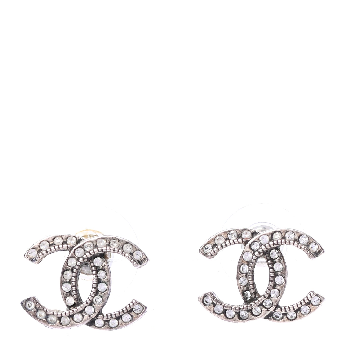 Crystal Royal Flush CC Stud Earrings Silver