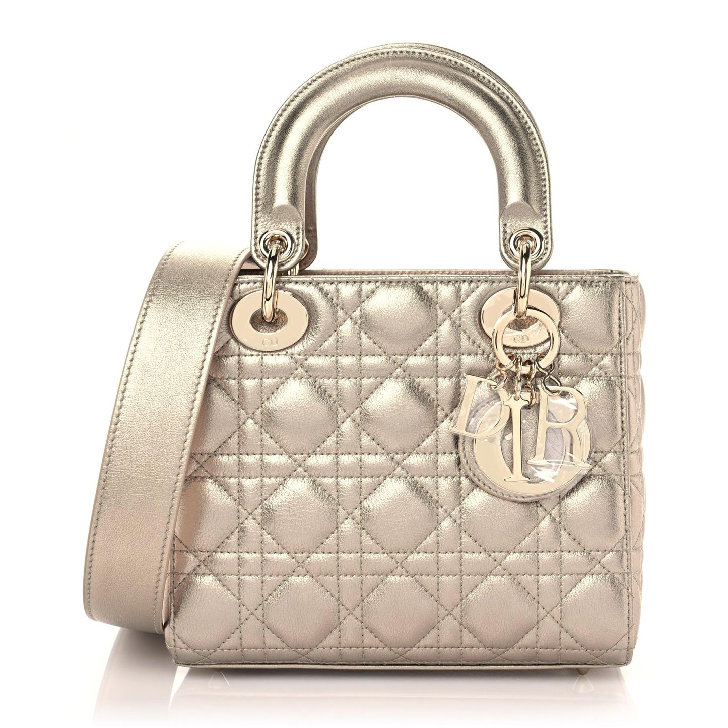 Metallic Calfskin Cannage Small My ABCDior Lady Dior Gold