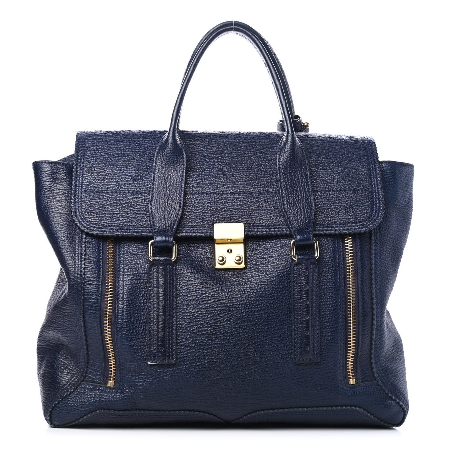 Textured Calfskin Large Pashli Satchel Ink