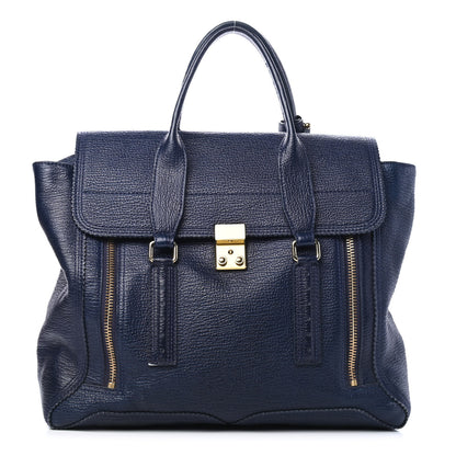 3.1 Phillip Lim Textured Calfskin Large Pashli Satchel Ink 1 of 8