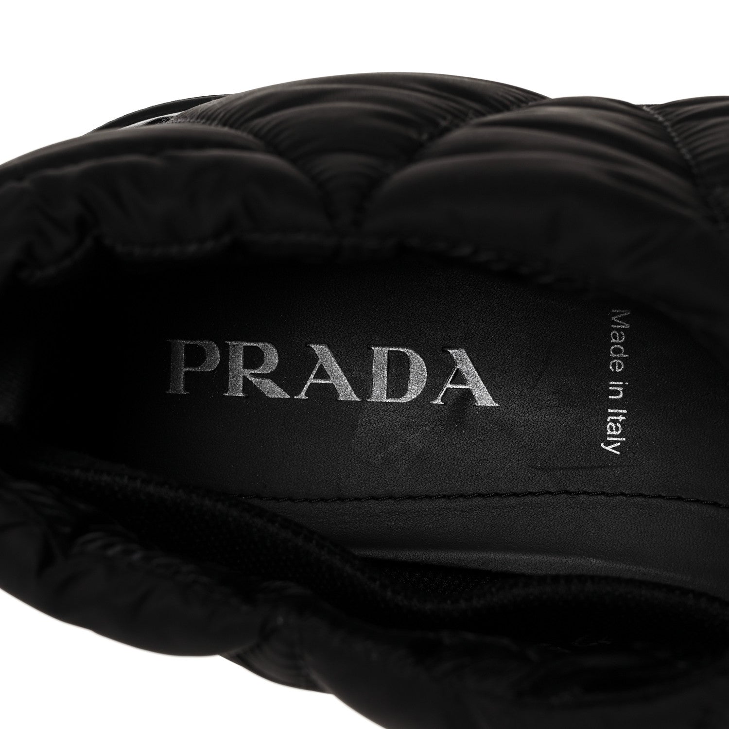 Prada Re-Nylon Piuma Triangle Logo Padded Mens Cinched Slip On Shoes 8 Black 7 of 7