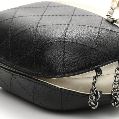 Chanel Aged Calfskin Quilted Small Gabrielle Bucket White Black 10 of 13