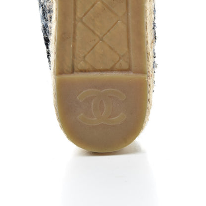 Chanel Metallic Tweed Lambskin CC Espadrilles 36 Blue Black Silver 8 of 11