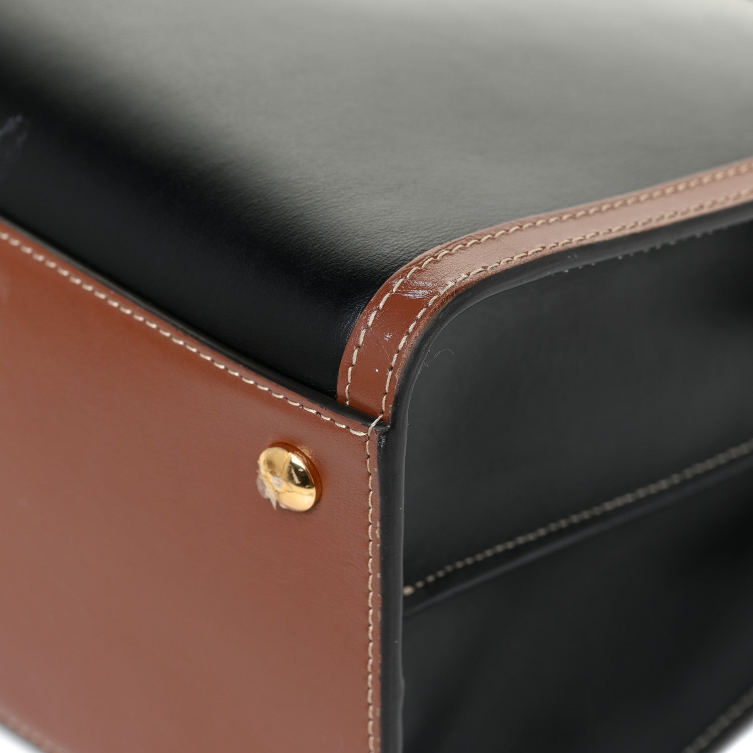 Burberry Calfskin Vintage Check Small Two Handle Title Bag Black 15 of 19