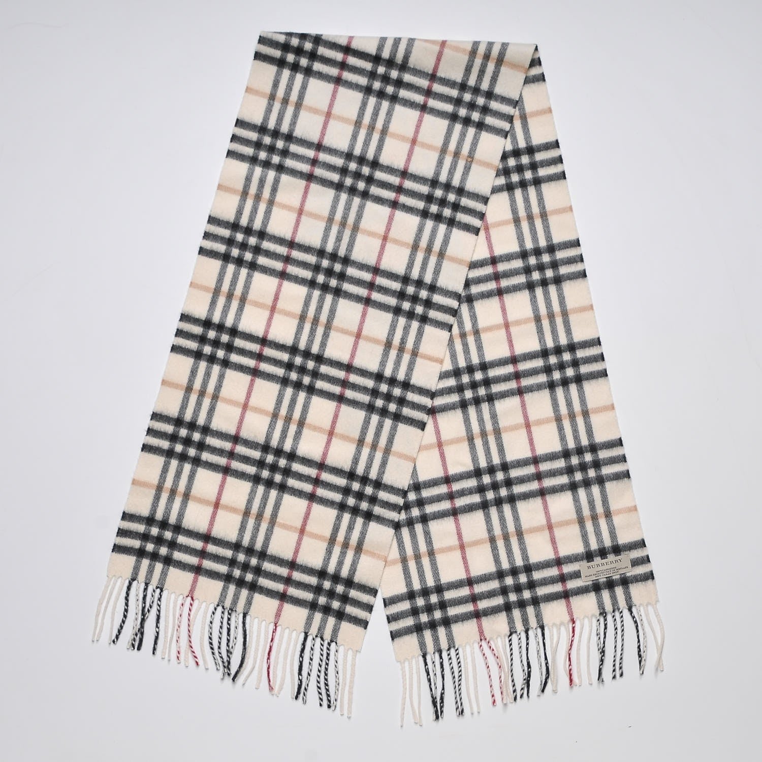 Burberry Cashmere House Check Fringe Scarf Beige 3 of 5