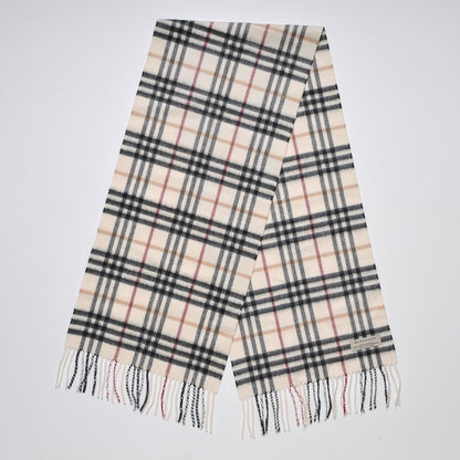 Burberry Cashmere House Check Fringe Scarf Beige 3 of 5