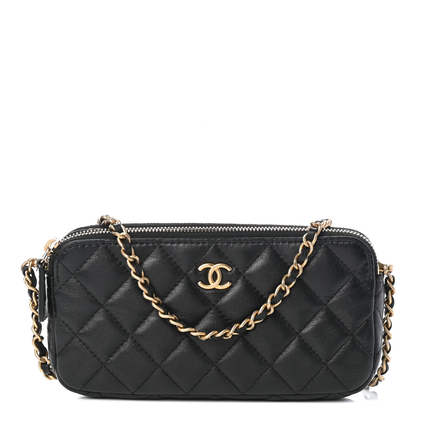 Calfskin Quilted Small Graffiti Clutch With Chain Black