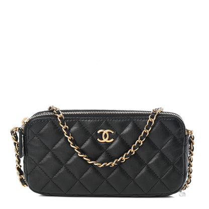 Chanel Calfskin Quilted Small Graffiti Clutch With Chain Black 1 of 9