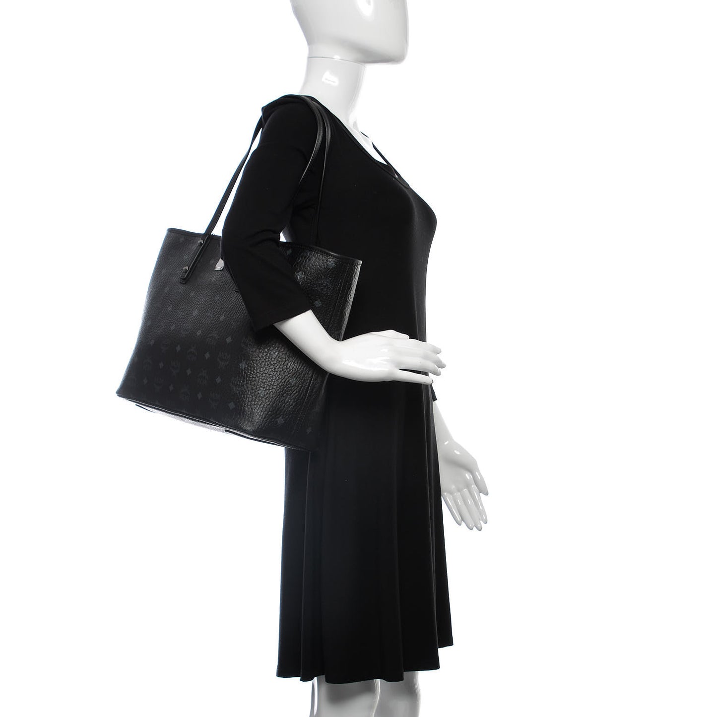 Visetos Medium Anya Zip Top Shopper Tote Black