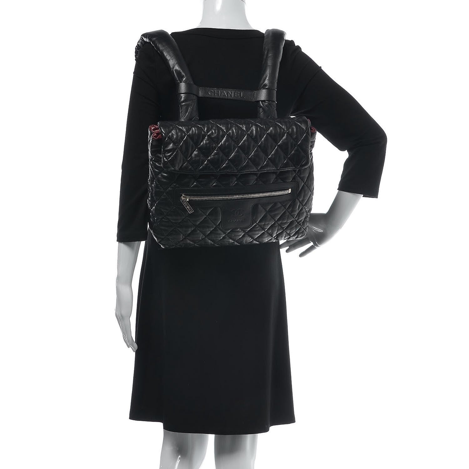 Chanel Lambskin Quilted Coco Cocoon Backpack Black 2 of 12