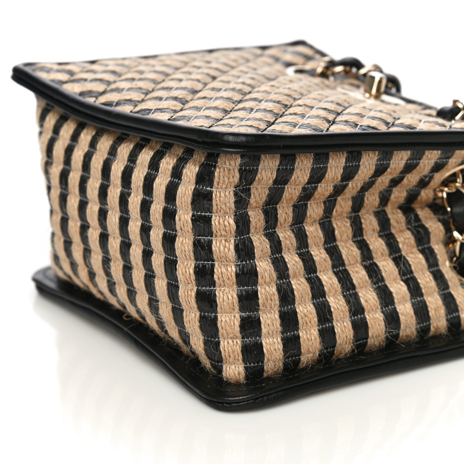 Chanel Raffia Jute Striped Urban Jungle Bucket Bag Black Beige 11 of 14