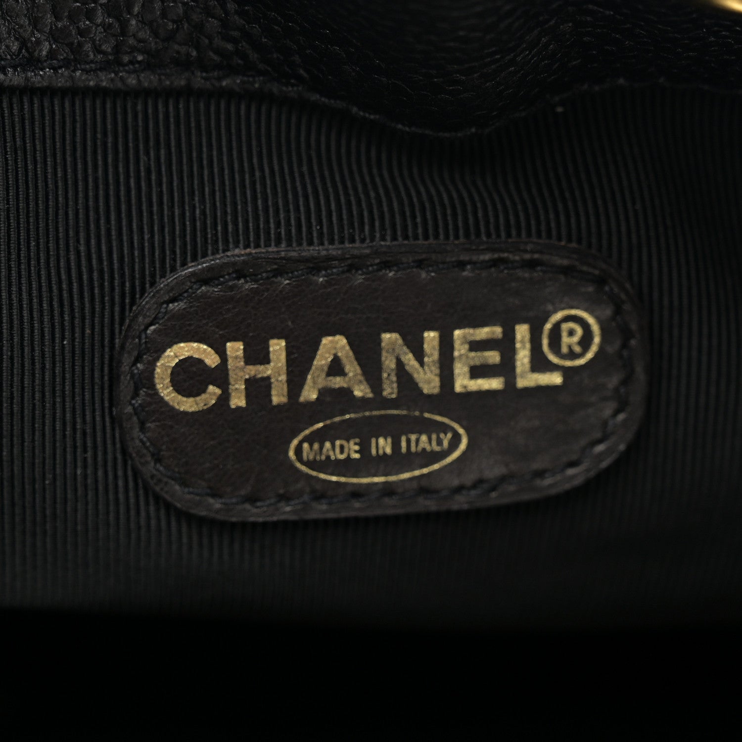 Chanel Caviar Logo Drawstring Bucket Bag Black 7 of 11
