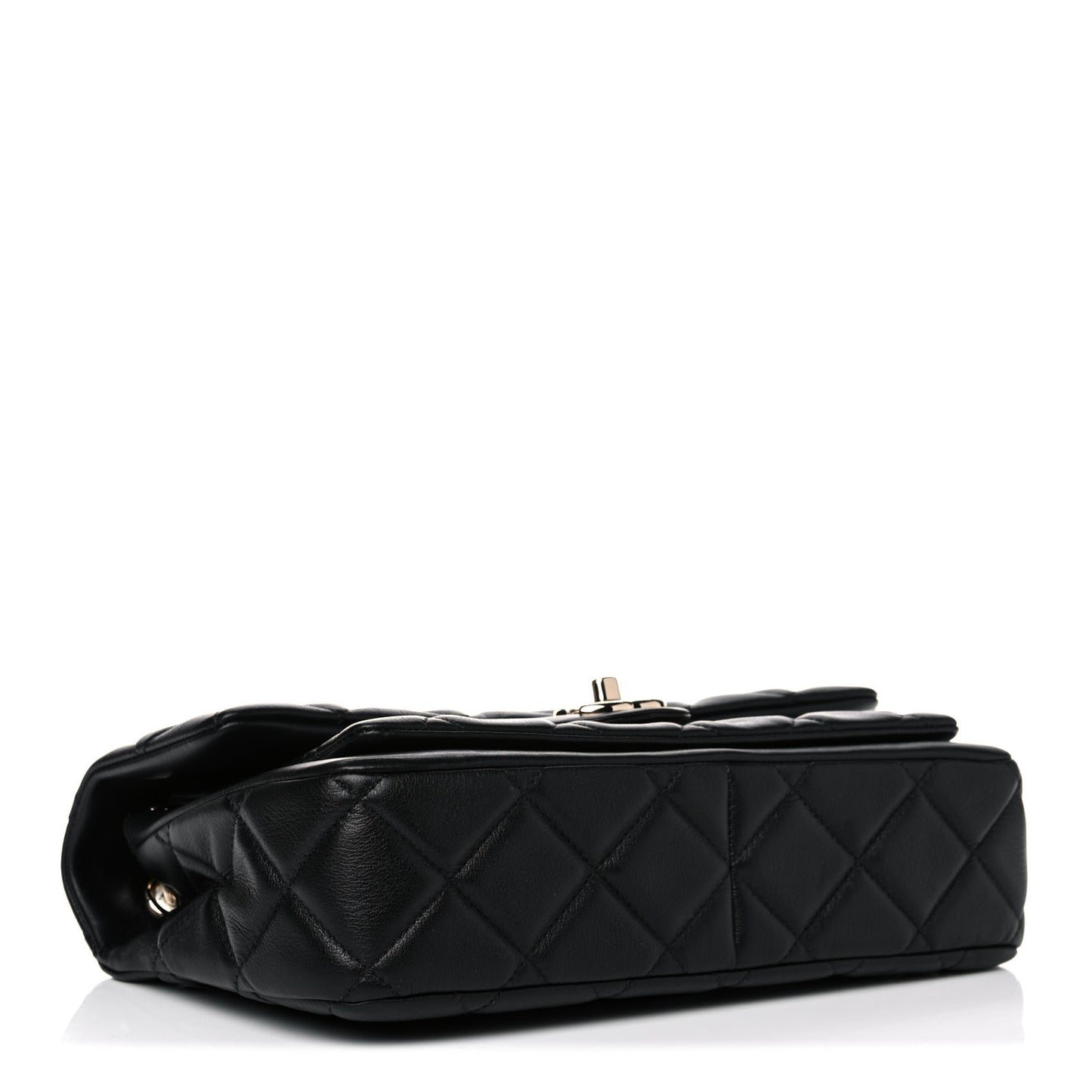 Calfskin Quilted Large Pocket Chic Flap Bag Black
