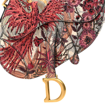 Christian Dior Calfskin Embroidered Phoenix Mini Saddle Bag Red Multicolor 8 of 17