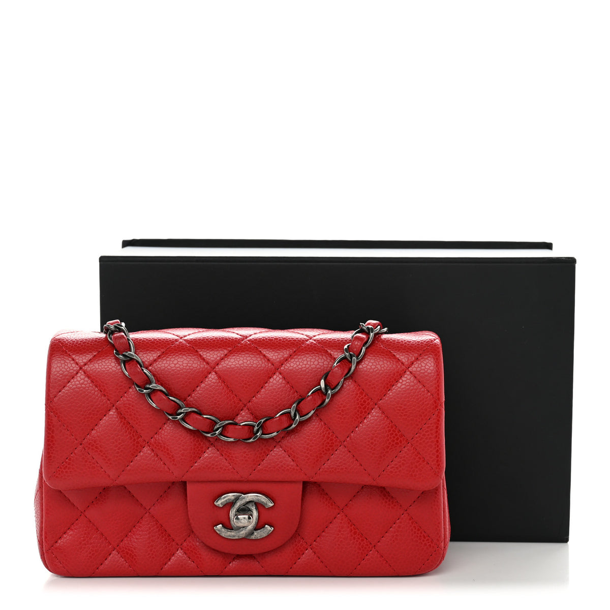 Chanel Caviar Quilted Mini Rectangular Flap Red 11 of 11
