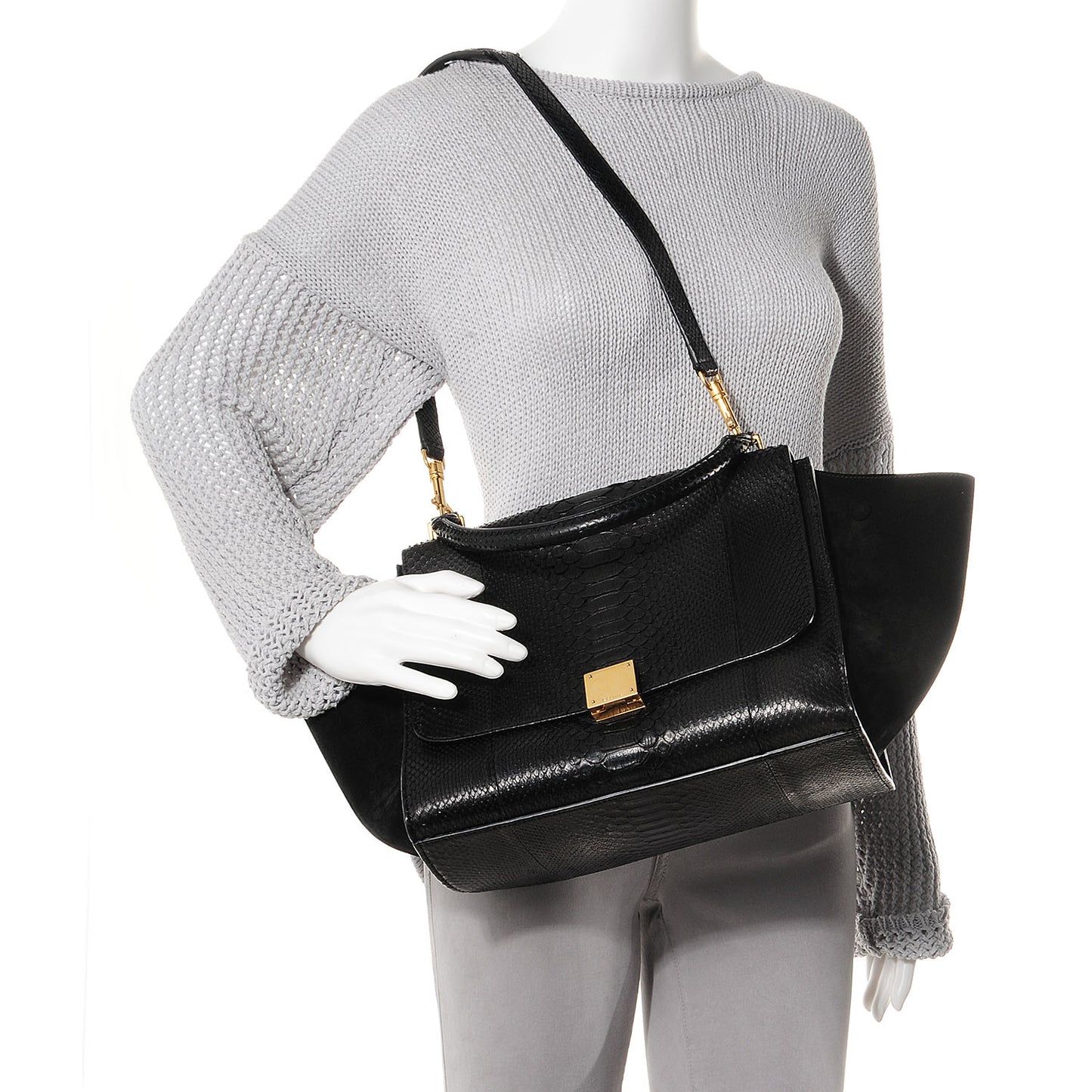Python and Suede Small Trapeze Black