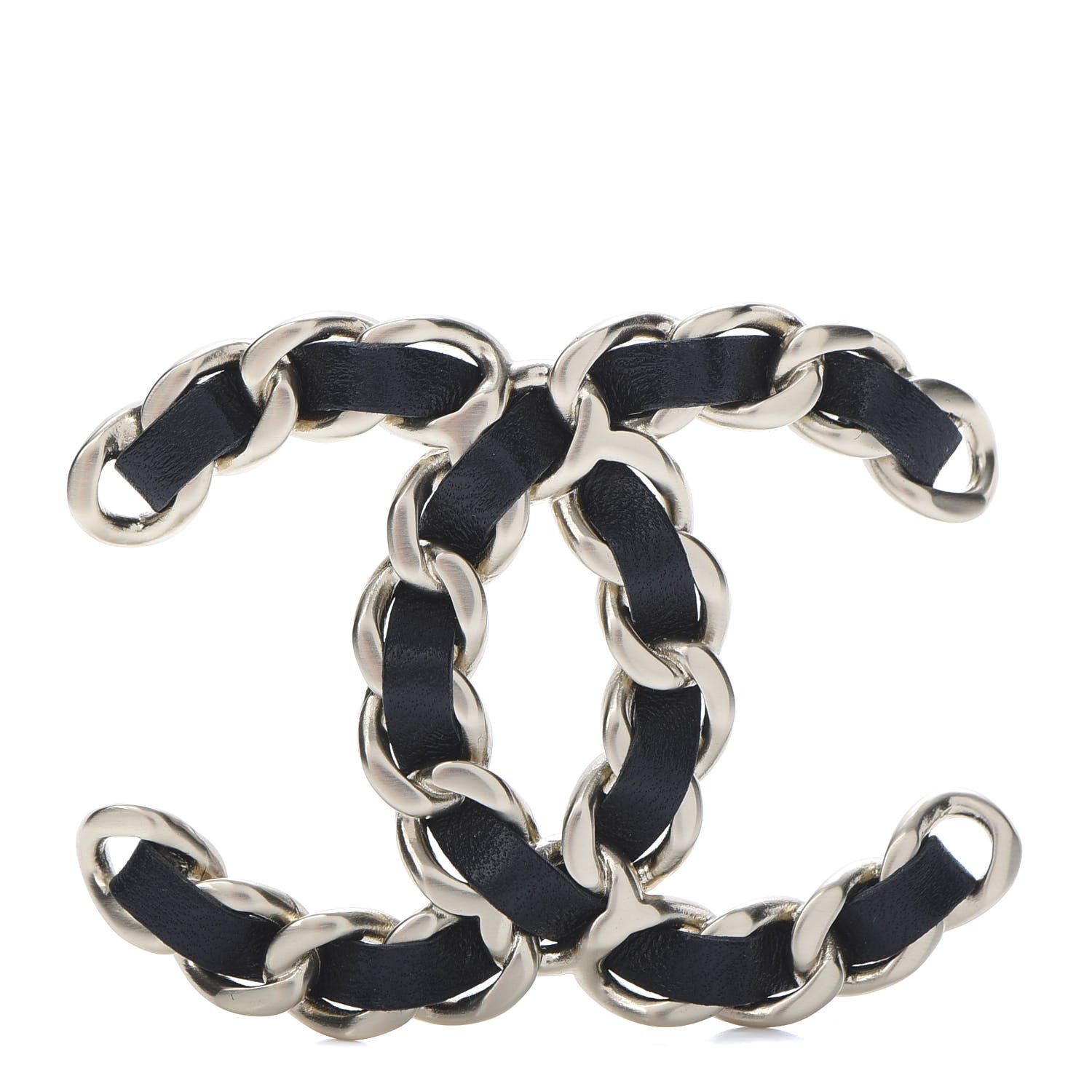 Chanel Lambskin Chain CC Brooch Black Gold 1 of 5