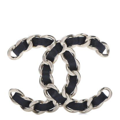 Chanel Lambskin Chain CC Brooch Black Gold 1 of 5