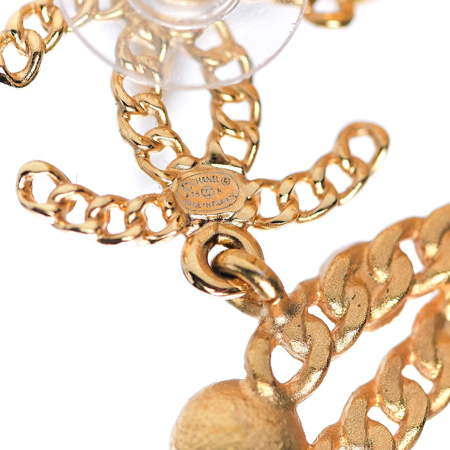 Pearl Gripoix No 5 CC Chain Drop Earrings Gold