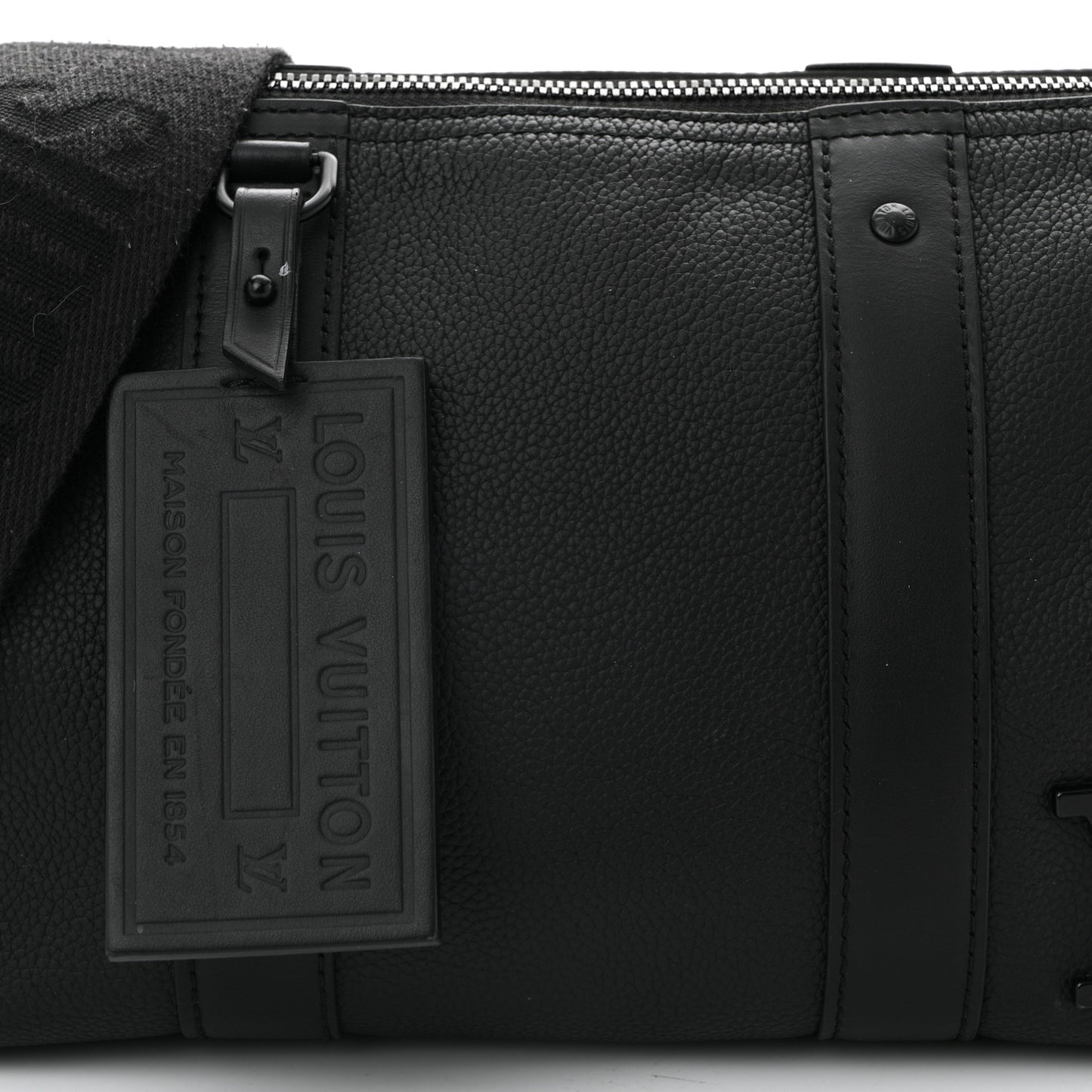 Grained Calfskin Aerogram City Keepall Black