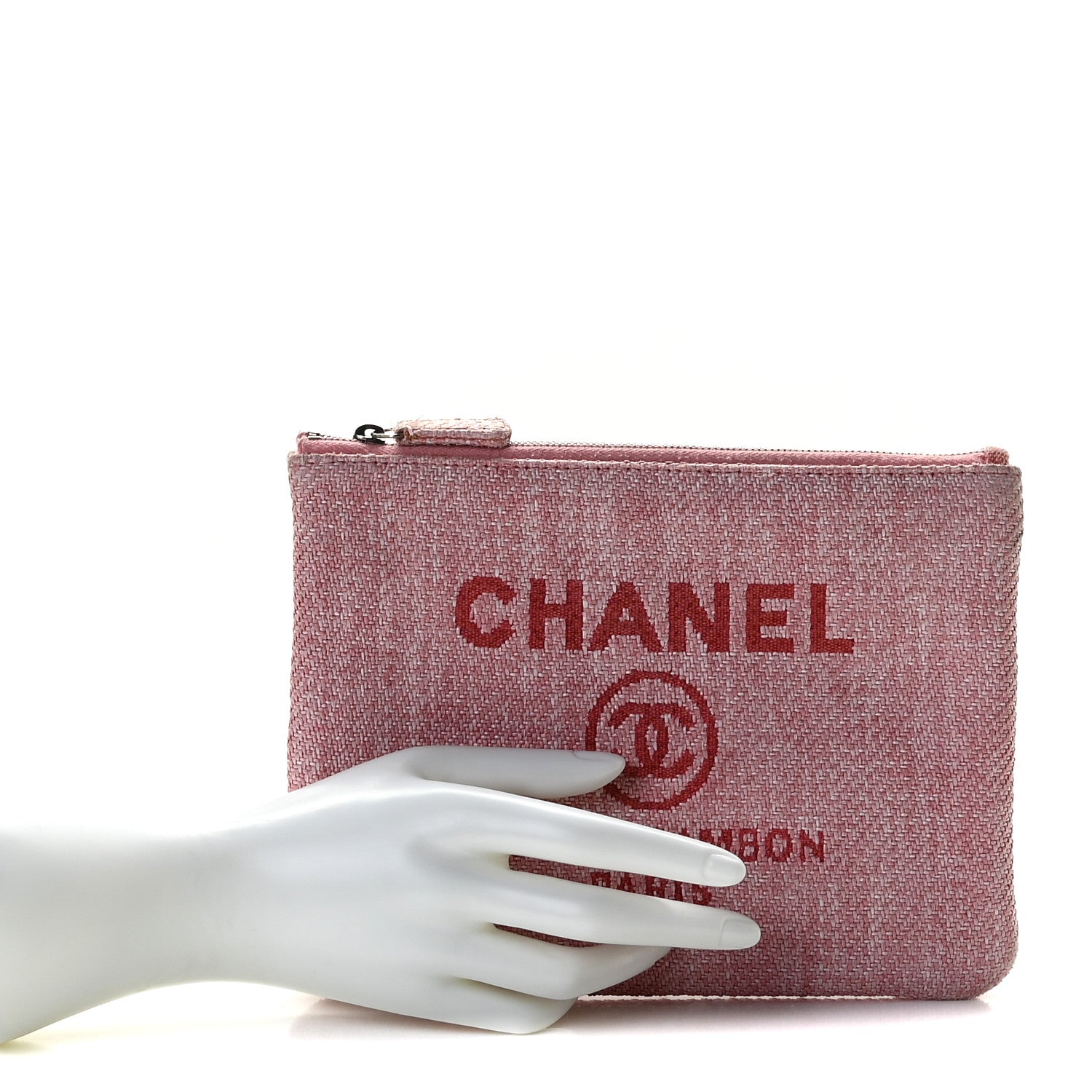 Chanel Canvas Small Deauville Pouch Pink 2 of 9