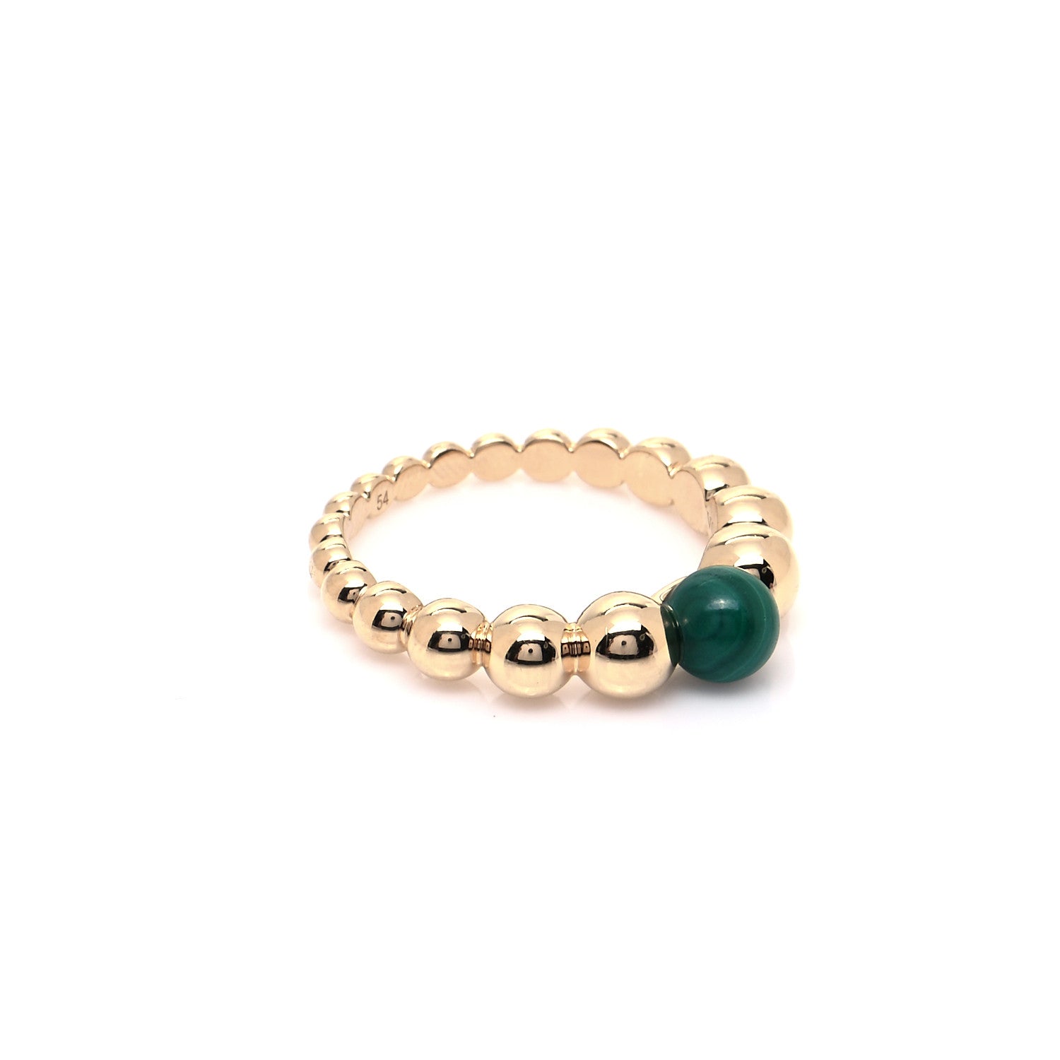 Van Cleef & Arpels 18K Yellow Gold Malachite Perlee Couleurs Variation Ring 54 7 4 of 5