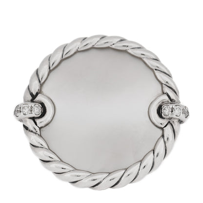 David Yurman Sterling Silver Mother Of Pearl Diamond Elements Ring 53 6.5 1 of 5