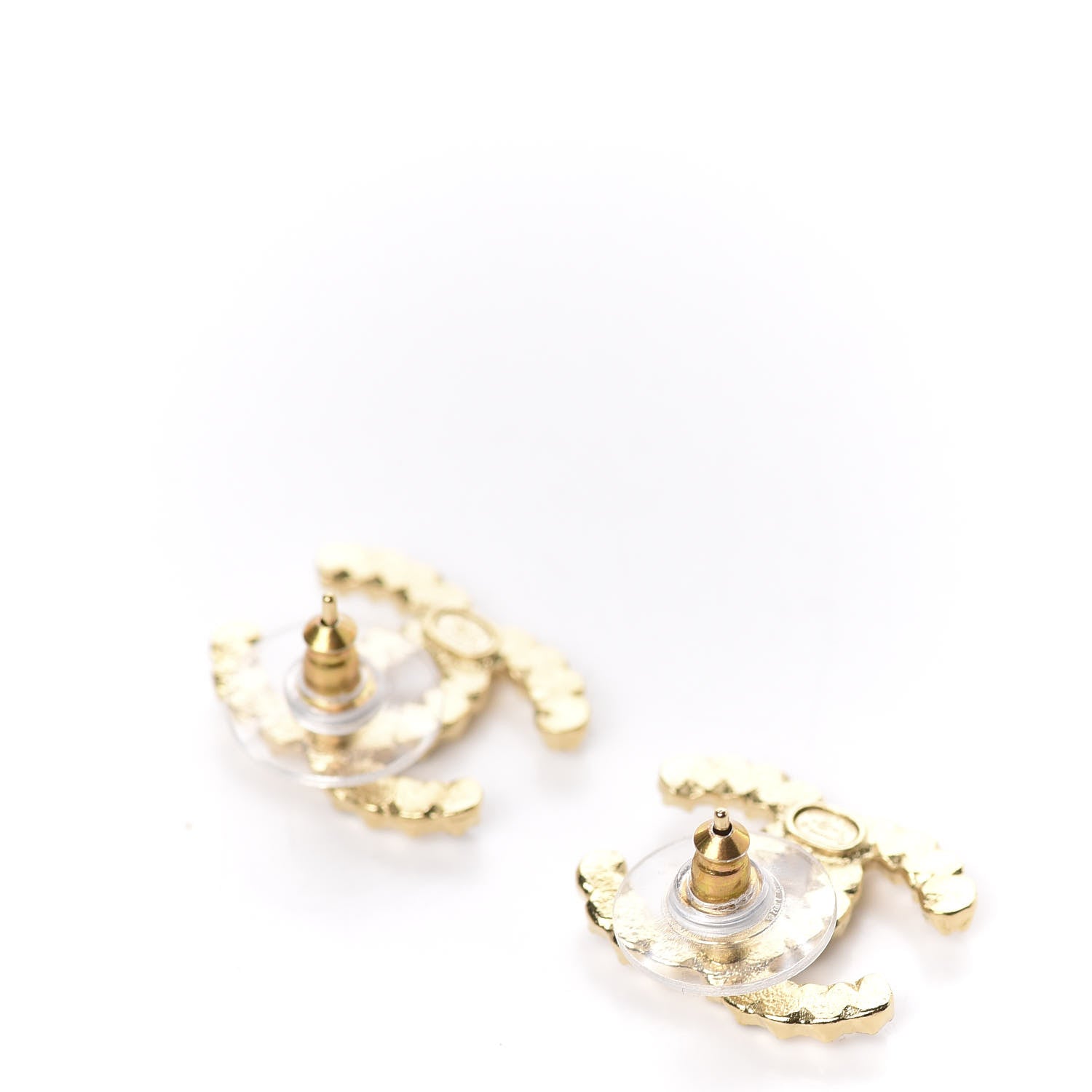 Chanel Resin Pearl Crystal CC Earrings Gold Black 4 of 5