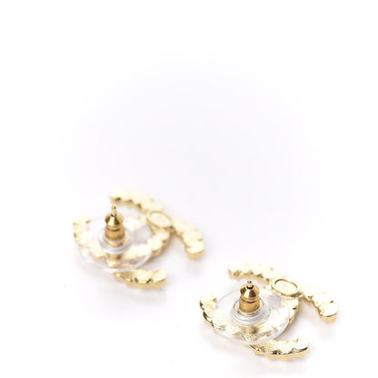 Chanel Resin Pearl Crystal CC Earrings Gold Black 4 of 5