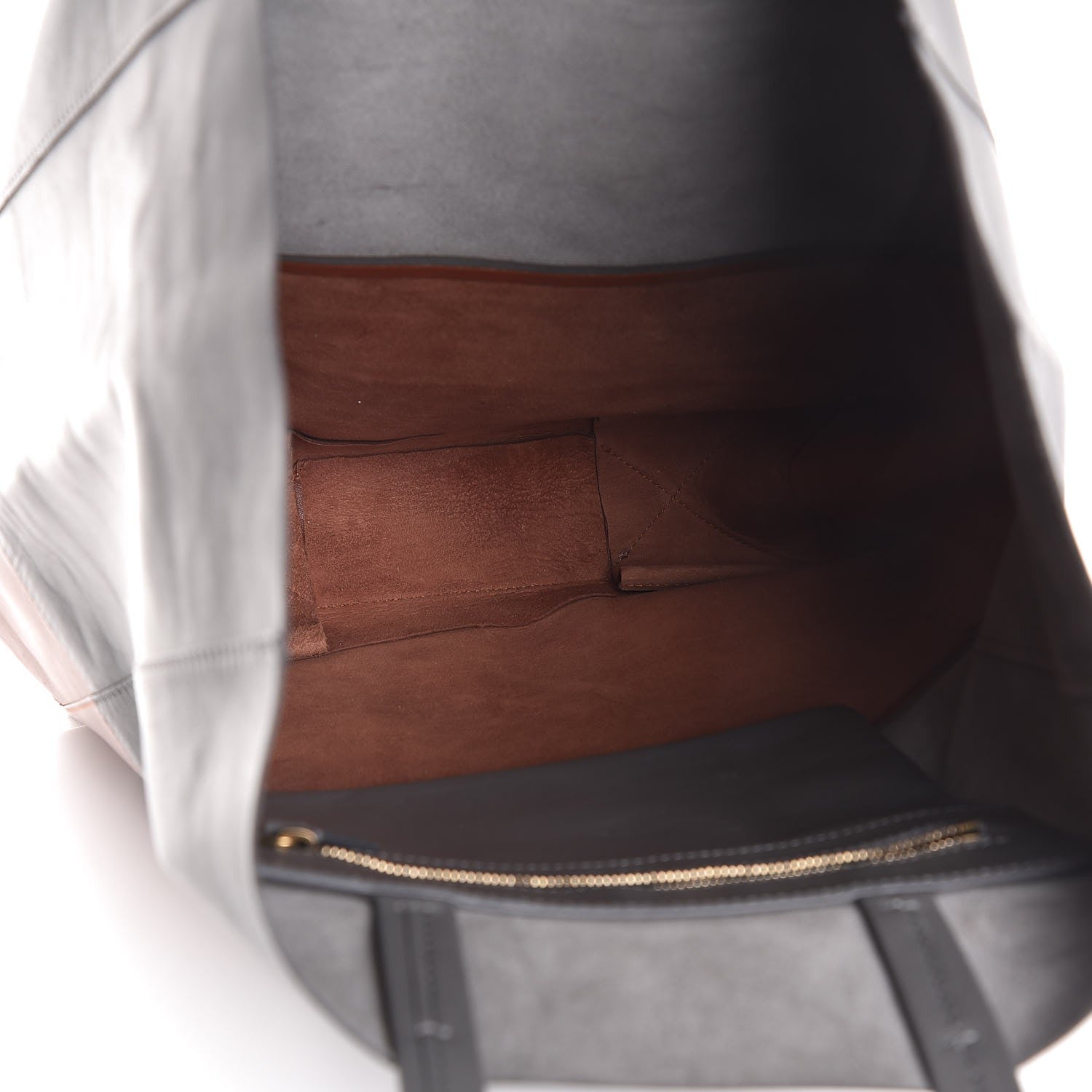 Celine Lambskin Vertical Bi-Cabas Grey Cognac 5 of 8