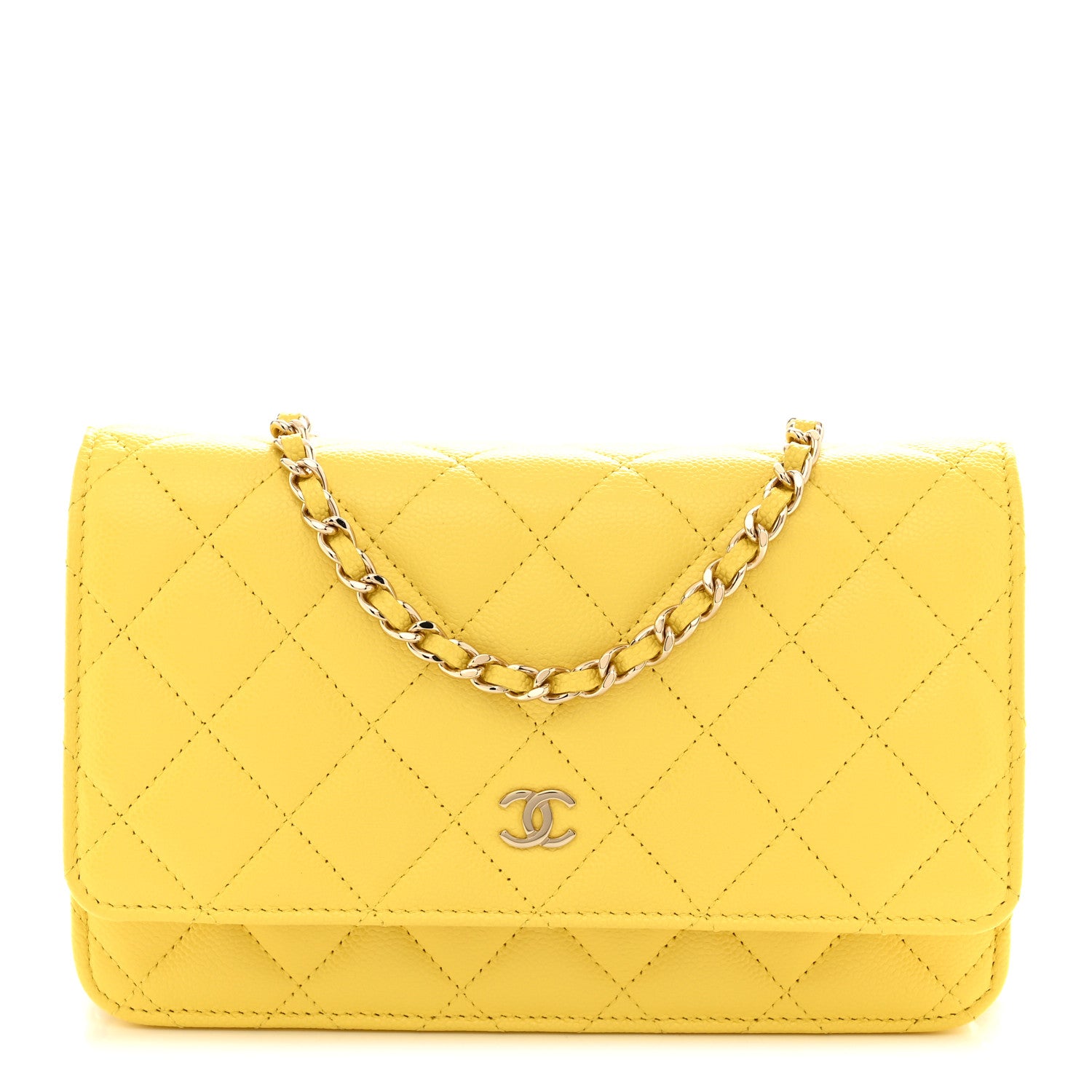 Chanel Caviar Quilted Wallet on Chain WOC Yellow 1 of 10