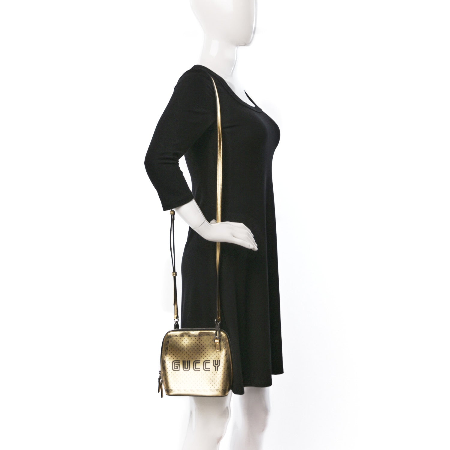 Gucci X SEGA Calfskin GUCCY Stars Mini Dome Shoulder Bag Gold 2 of 11