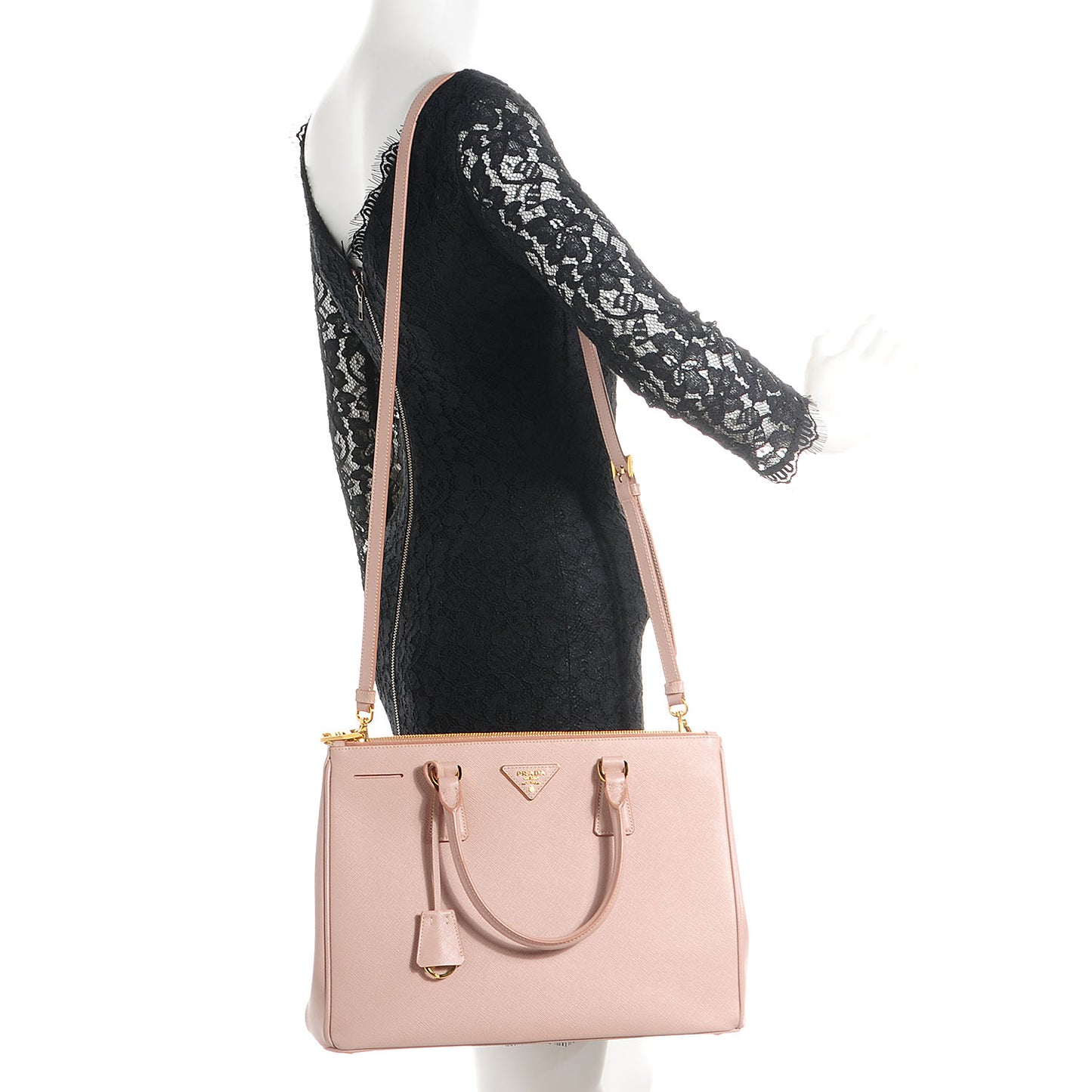 Saffiano Lux Medium Double Zip Tote Cammeo