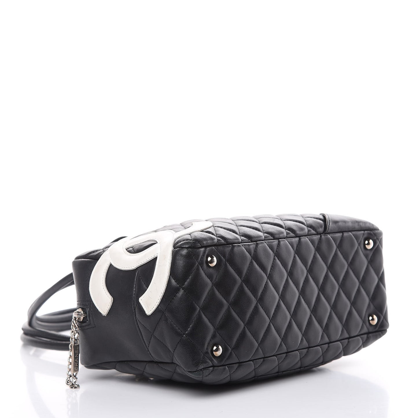 Calfskin Quilted Large Cambon Bowler Black White