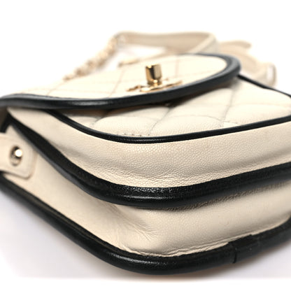 Chanel Caviar Quilted Round Phone Holder White Black 9 of 10