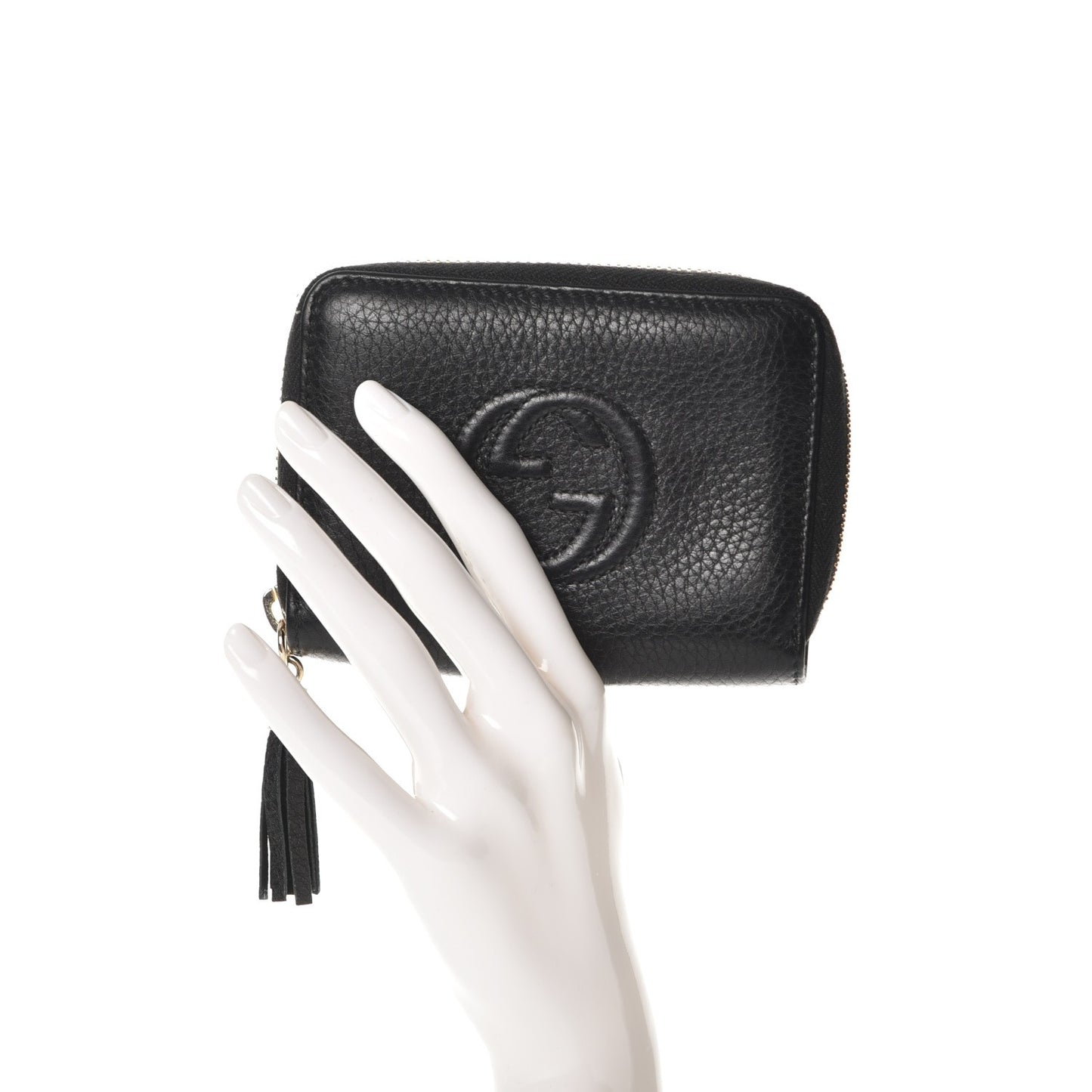 Pebbled Calfskin Soho Compact Disco Zip Around Wallet Black